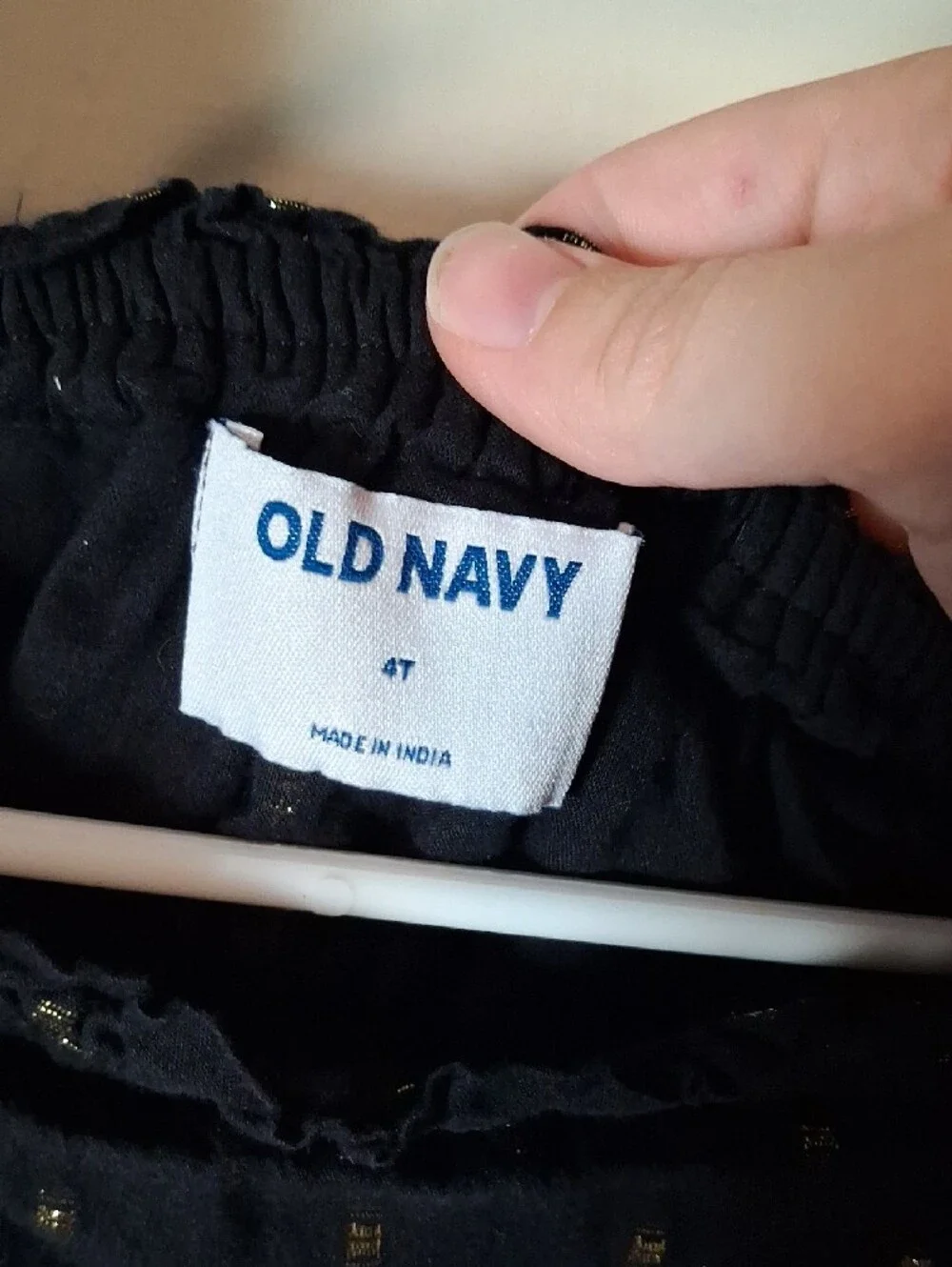 Old Navy Black Peasant Top with Metallic Dots